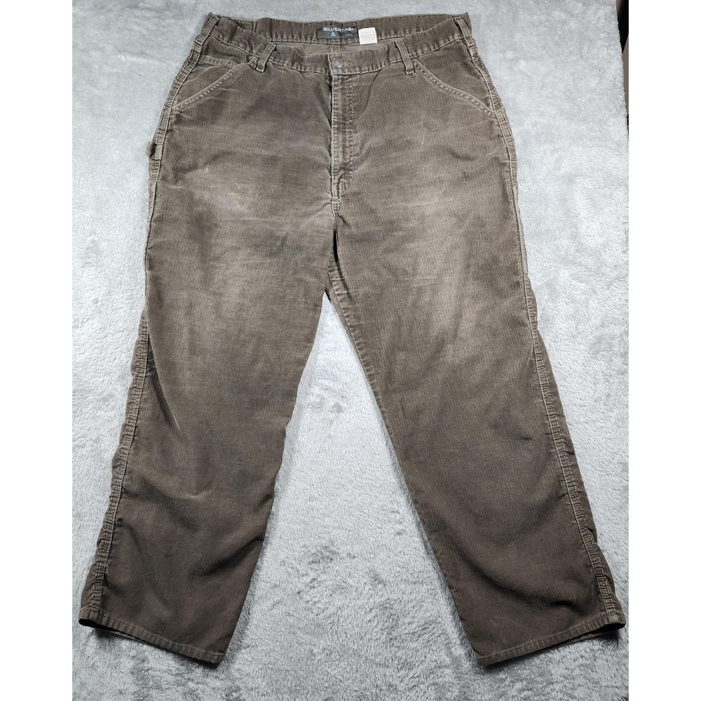 VINTAGE Levis Silvertab Pants Mens 36x29 Green Corduroy Carpenter‎ (Tag 38x30)